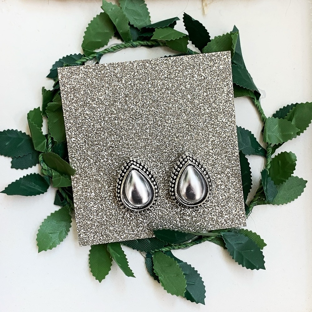 Pear Shaped Silver Earrings